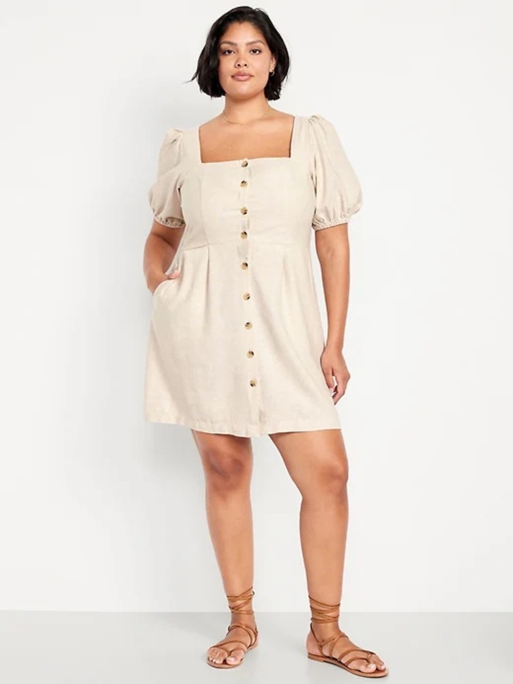 Old Navy Linen Blend Puff Sleeve Mini Dress XXL Tall